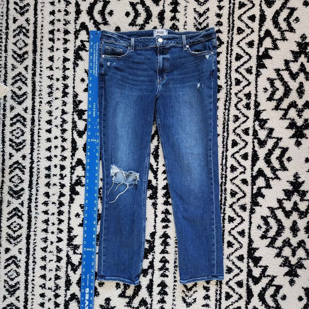 PAIGE Brigitte High Rise Slim Boyfriend Distressed Denim Jeans Size 30 - Picture 5 of 12